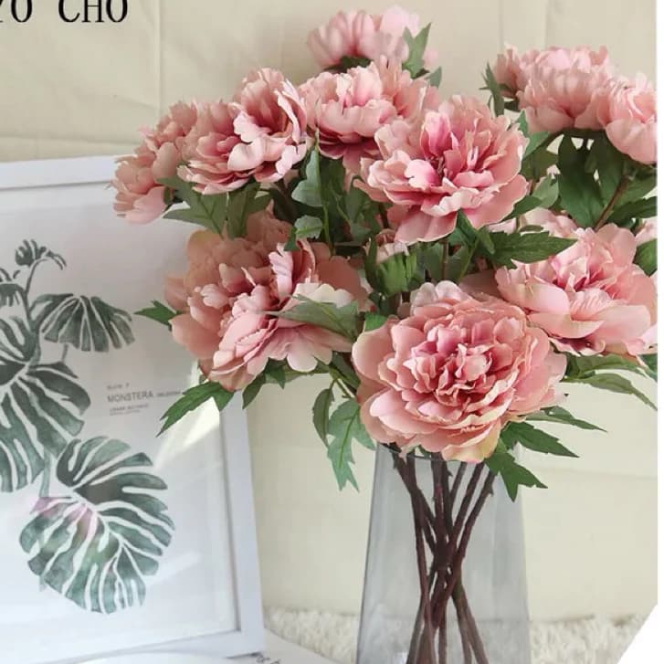 Haste de Peônia Flores Artificial Floral Folhagem Decoração Casamento, Arranjos, Decorar A-26