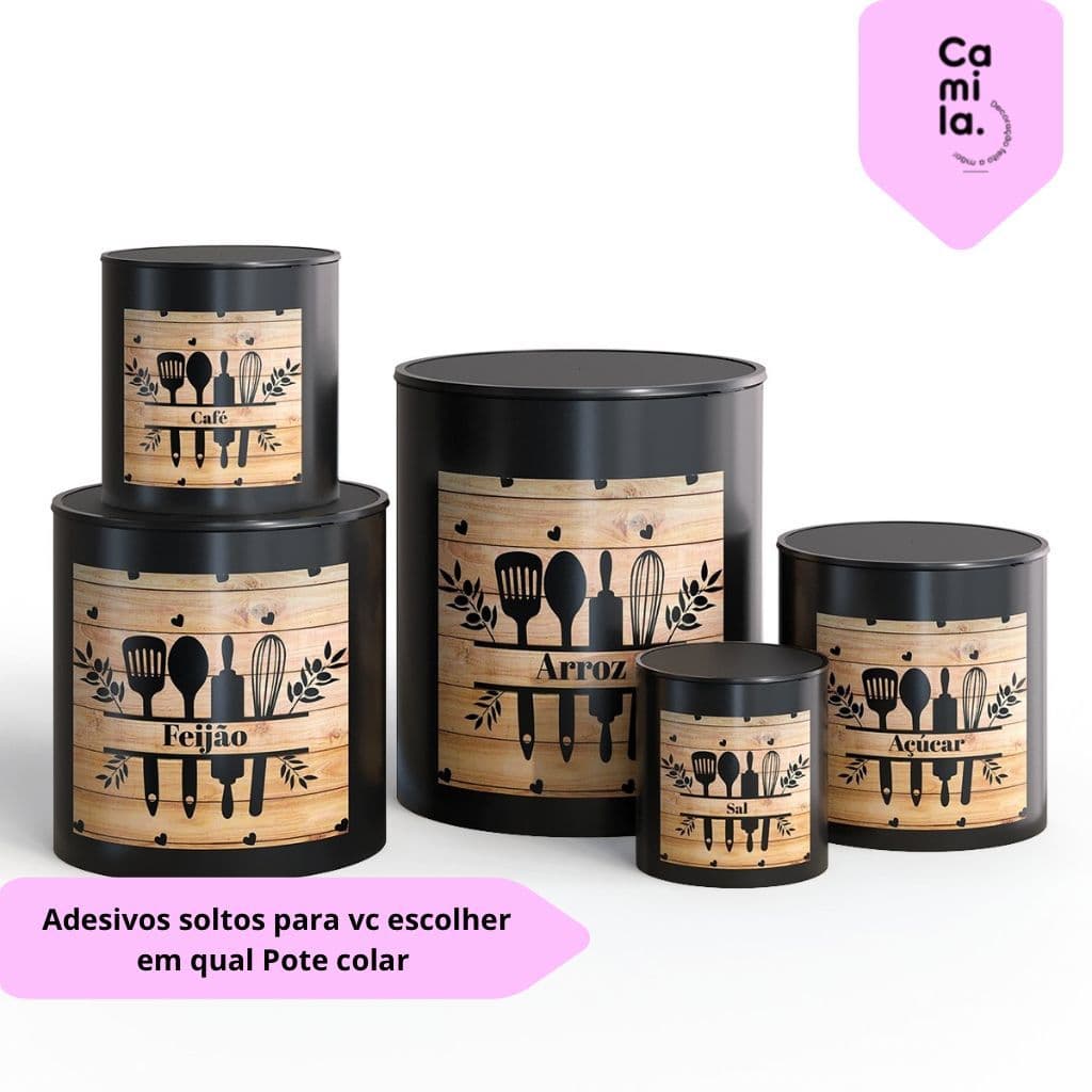 Kit Potes Porta Mantimentos 5 Pecas Decoracao Cozinha