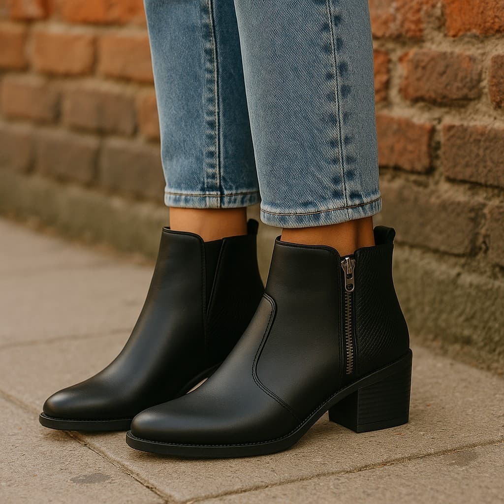 Coturno Bota Feminina Cano Baixo Zíper Lateral