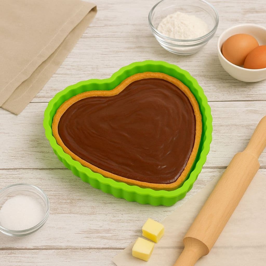 Kit 2 Forma De Silicone Coração 24,5x3,5cm Antiaderente Para Bolo E Torta Resistente Flexível