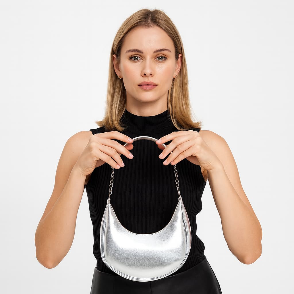 Bolsa Meia Lua Corrente Tendencia Bolsa Prateada Bolsa Dourada Bolsa Alça Corrente