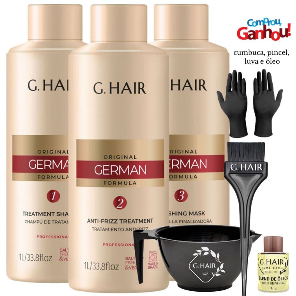 Kit Alemã Ghair 3x1 L + Kit Aplicação e Óleo 7ml