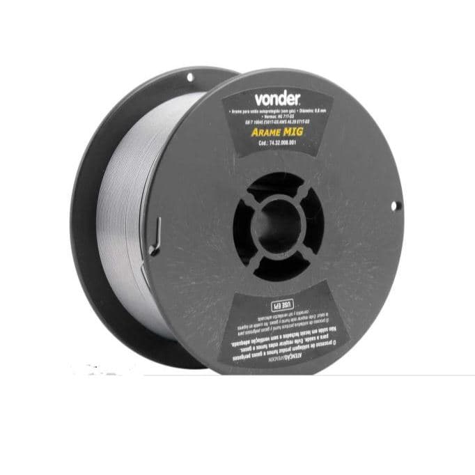 Arame de Solda MIG/MAG 0,8mm 1Kg Sem Gás VONDER-7432008001