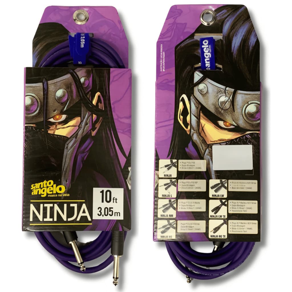 Cabo Santo Angelo Ninja P10 X P10 3,05m Preto Profissional cabo para guitarra cabo para microfone