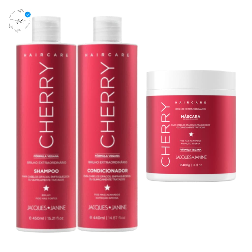 Shampoo + Condicionador + Máscara Cherry Reparação e Nutrição Jacques Janine Linha Profissional