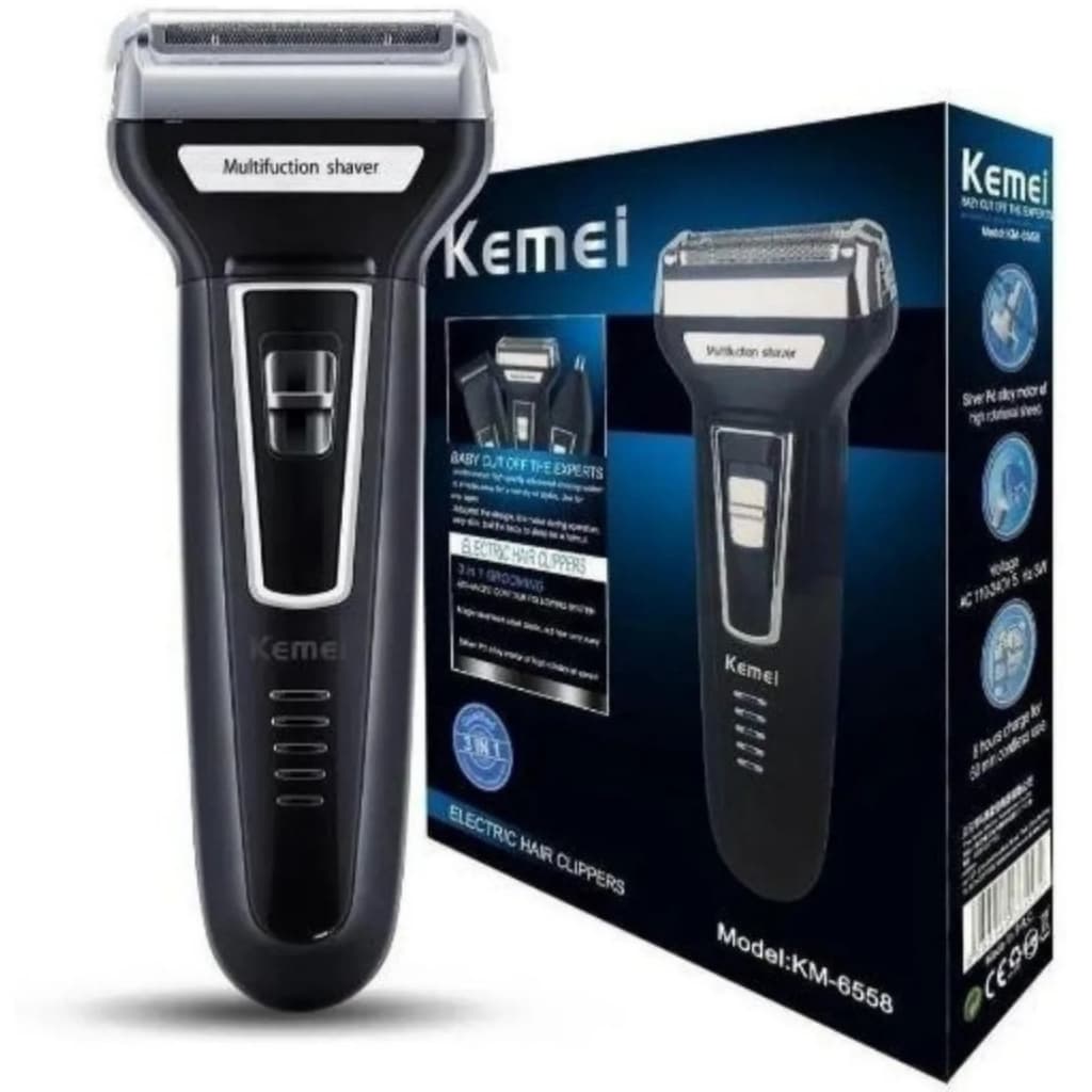 Máquina Kemei 3 em 1 Corte de Cabelo, Barba e Pelos sem Irritação