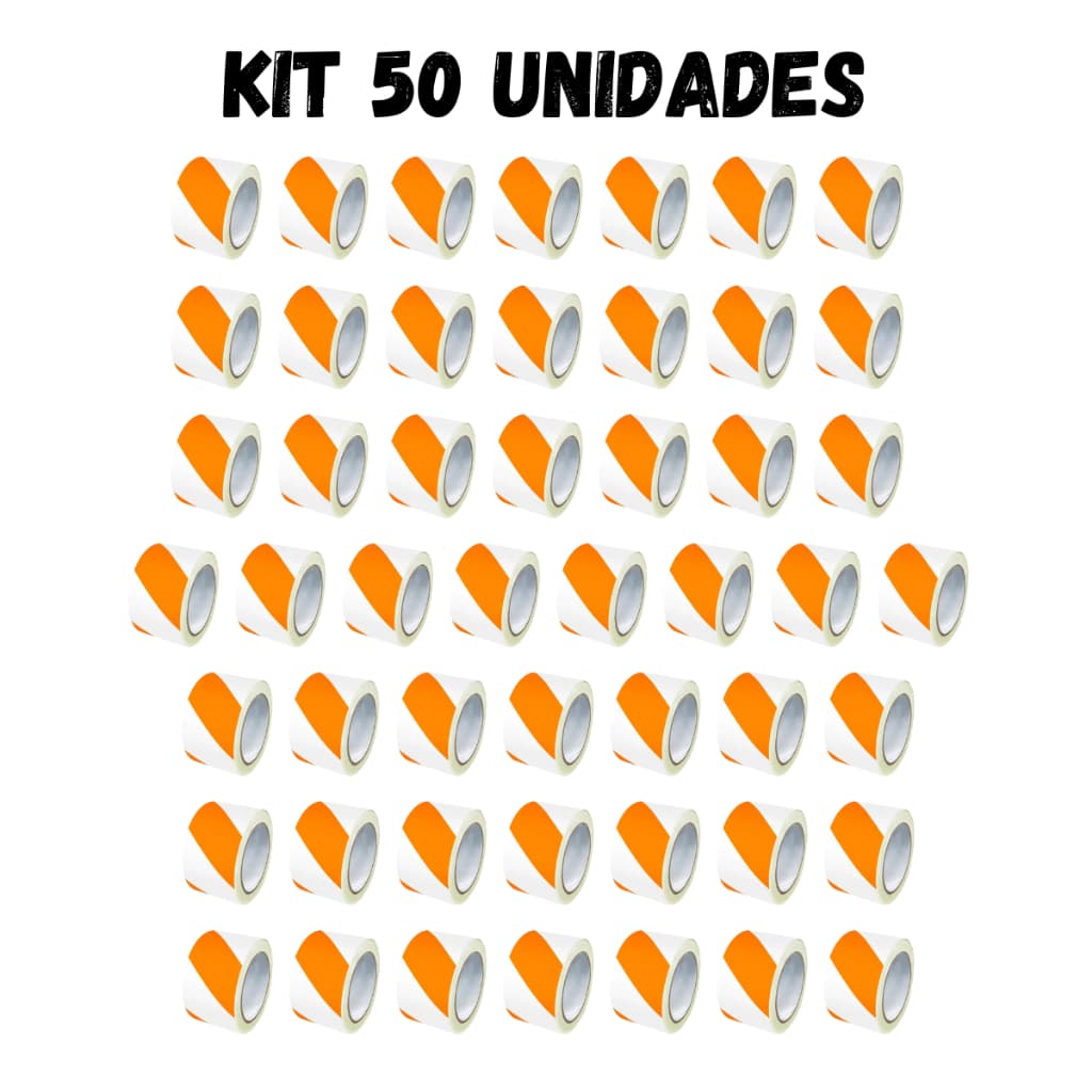 Kit 50 Fitas Zebradas 200 metros Isolação Demarcação Isolamento De Area Sinalização Laranja E Branco