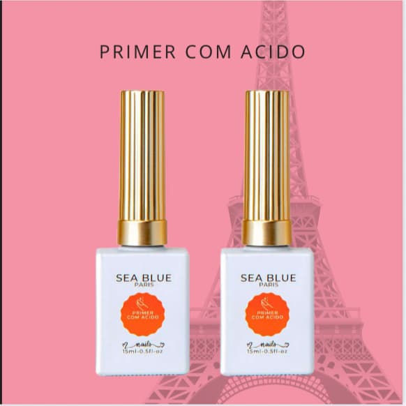 Preparador Primer com ácido e Primer sem acido pra unhas e alongamento Sea Blue Paris