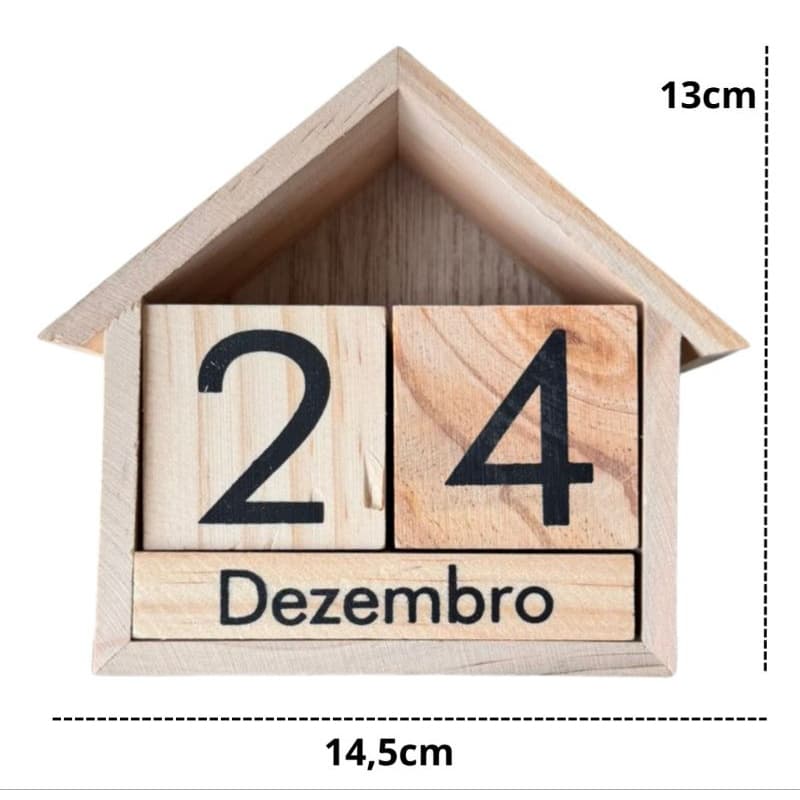 Calendário Cubo Decorativo 13cm X 15cm Madeira Para Mesa,Escritório,Aparador Luxo