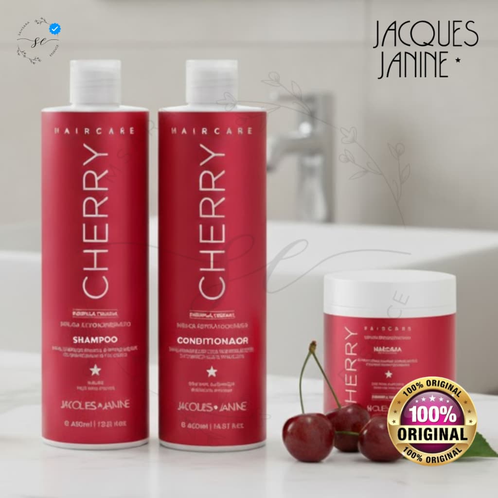 Shampoo + Condicionador + Máscara Reparação e Nutrição Cheirinho de Cereja Cherry Jacques Janine