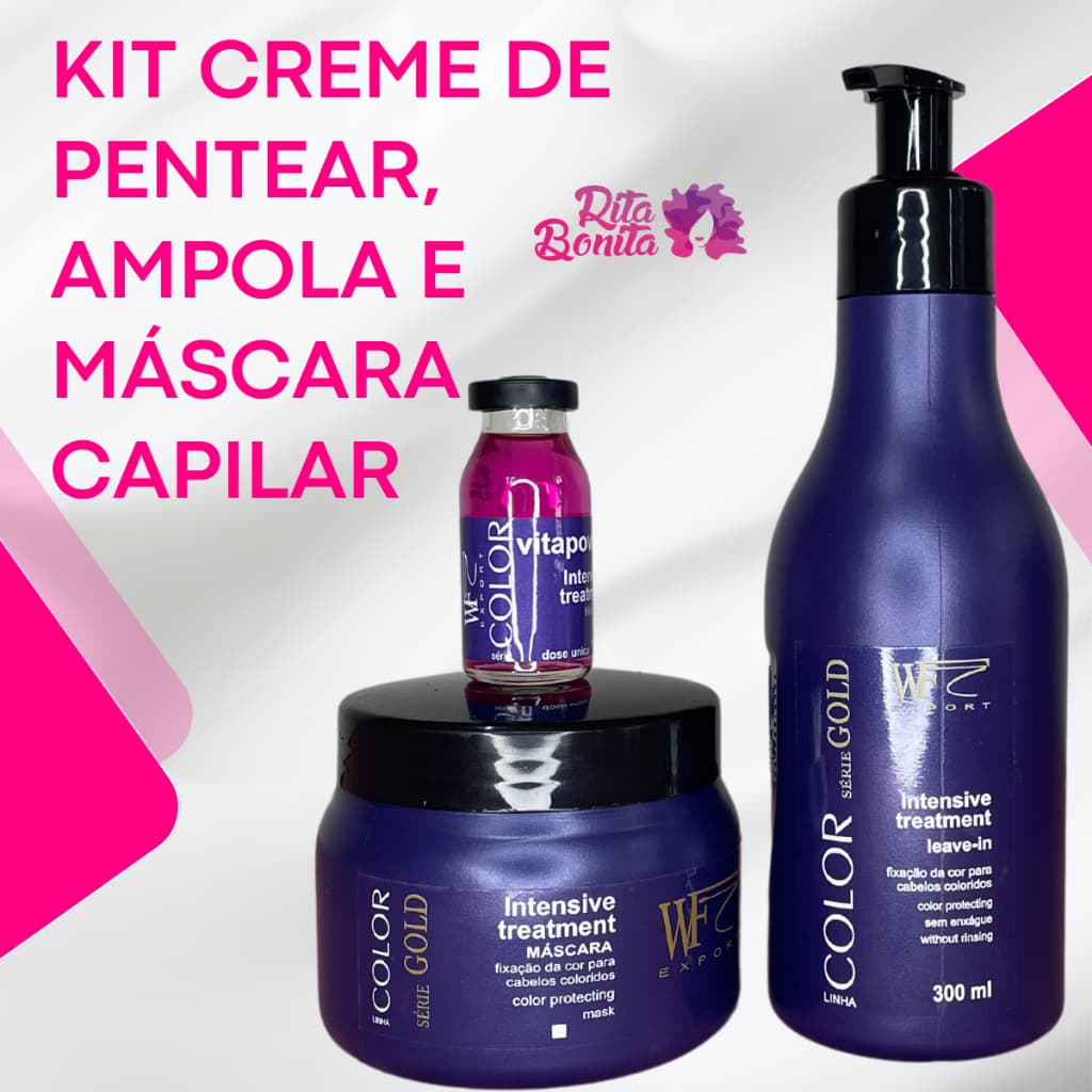 Kit Creme de Pentear, Máscara e Ampola para Cabelos Coloridos com Proteção Prolongada da Cor 562ml
