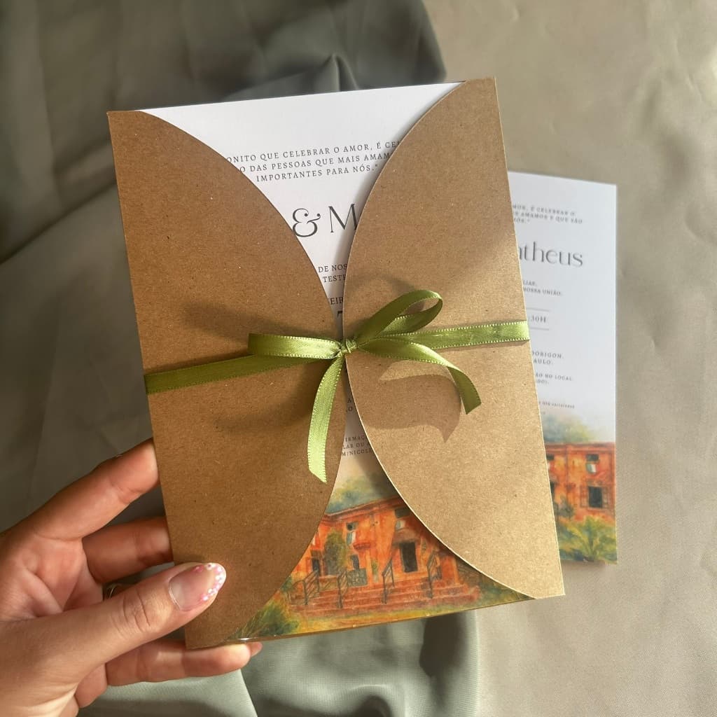 Convites de Casamento Envelope Redondo Kraft Pardo Personalizamos Cada Detalhe