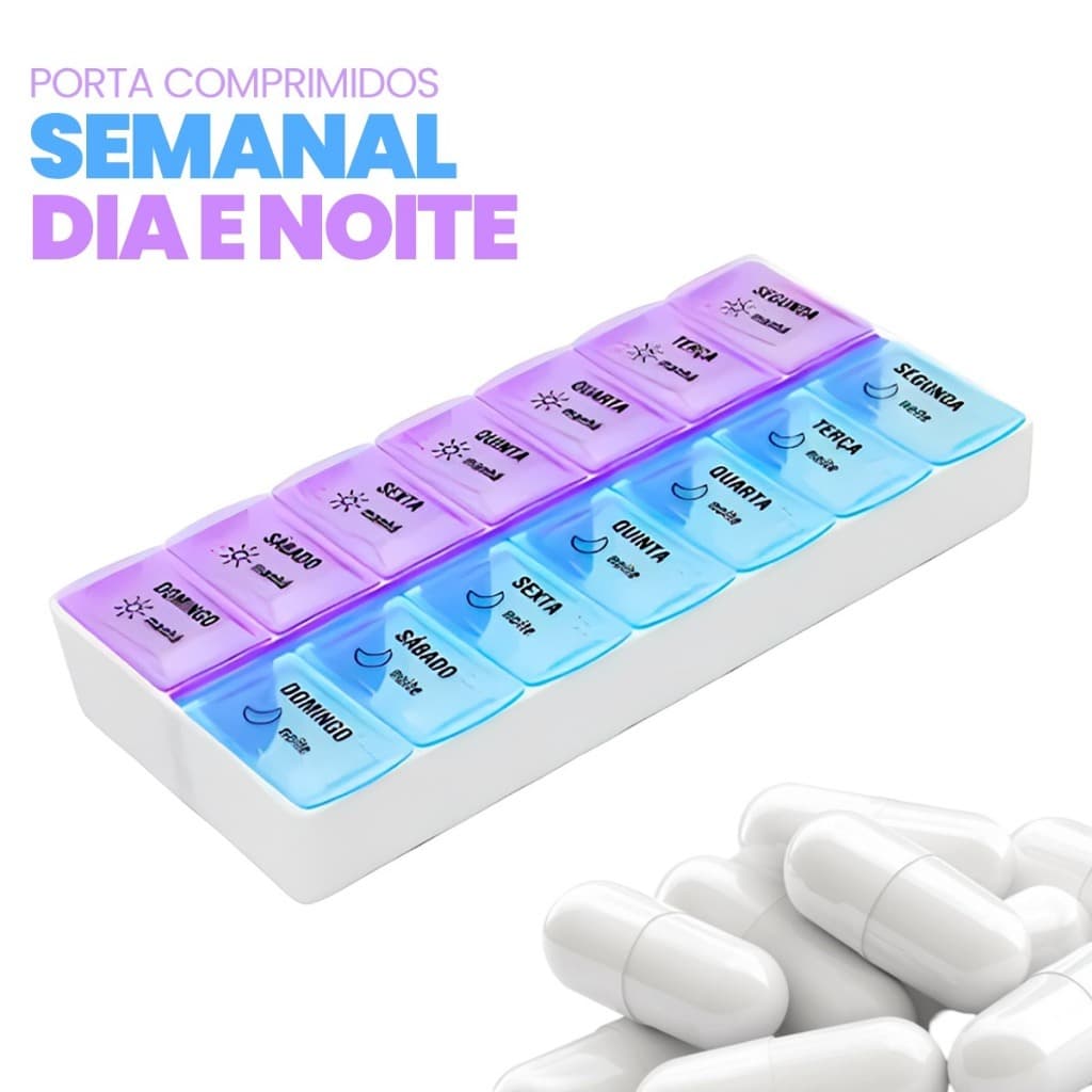Porta Comprimidos Dia e Noite Duplo Semanal 7 14 Dias