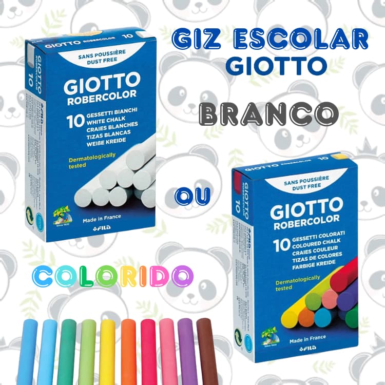Giz Escolar Branco ou Colorido Caixa com 10 Unidades | Giotto Robercolor