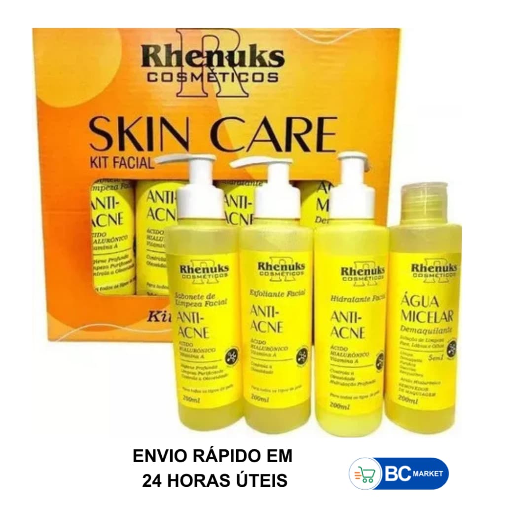 Kit Skin Care Tratamento Facial Anti Acne 4 pçs Rhenuks
