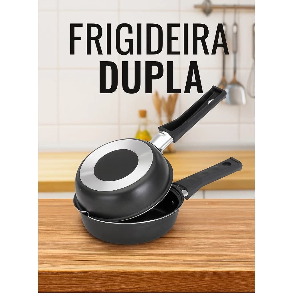 Frigideira Antiaderente Dupla Hamburguer Omelete Vira Fácil Ovo Panqueca 14cm Sem Sujeira Não Gruda