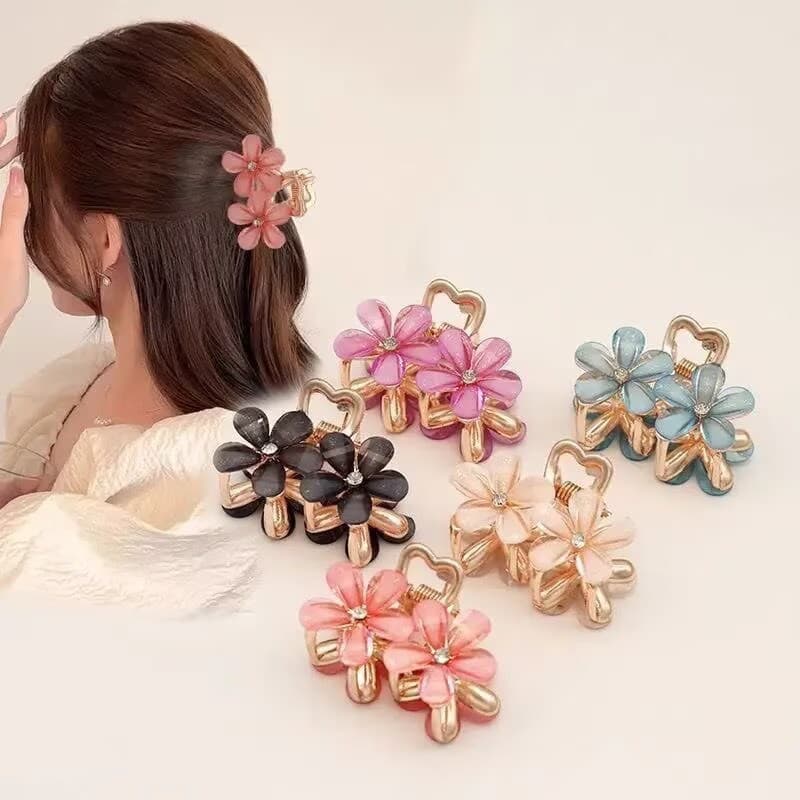 Kit 2/3/6 unidades Piranhas de cabelo meio amarrado com flor de strass tamanho médio requintado e sofisticado