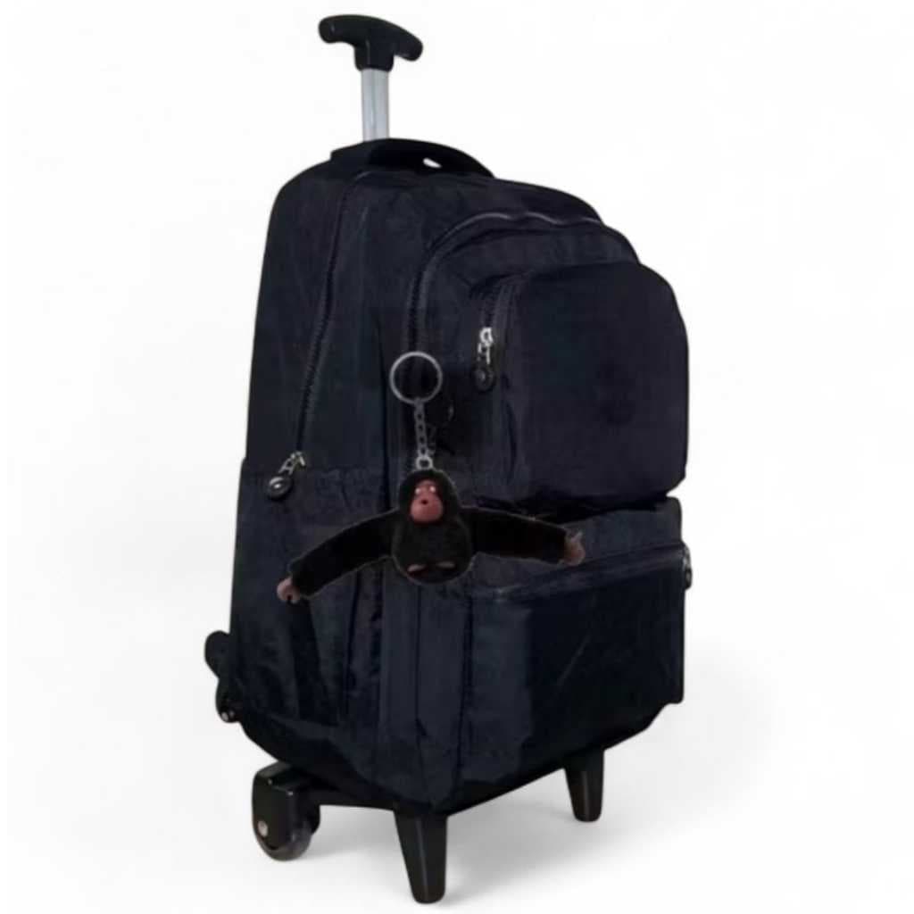 Mochila com Rodinha Grande Reforçada impermeável + chaveiro Macaco Modelo Tactel