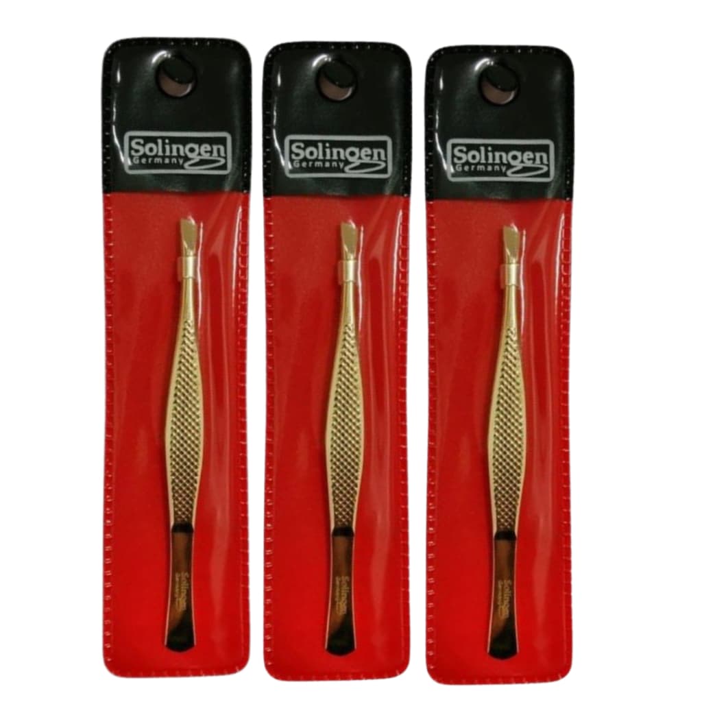 Kit 3 Pinça Chanfrada Solingen Design Sobrancelha Profissional