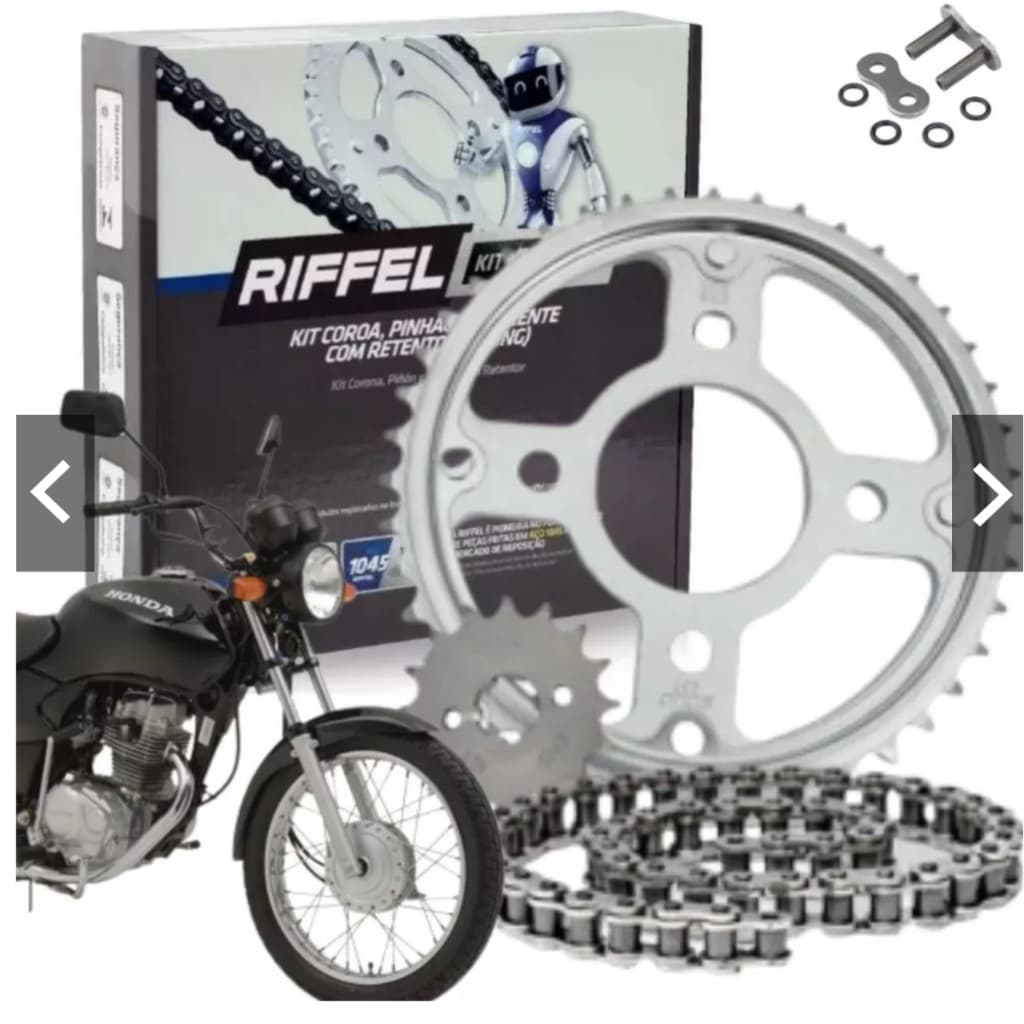 Kit Relação Tração Transmissão com Retentor Cg Titan Fan 150 2004 a 2016 Original Riffel