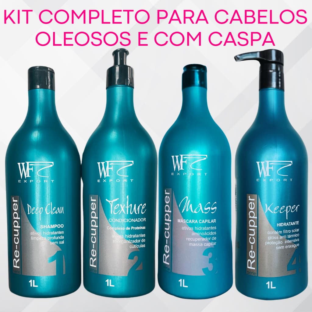 Kit Shampoo, Cond, Máscara e Creme de Pentear para Cabelos com Caspa Pontas Secas Oleosos Mistos 4L