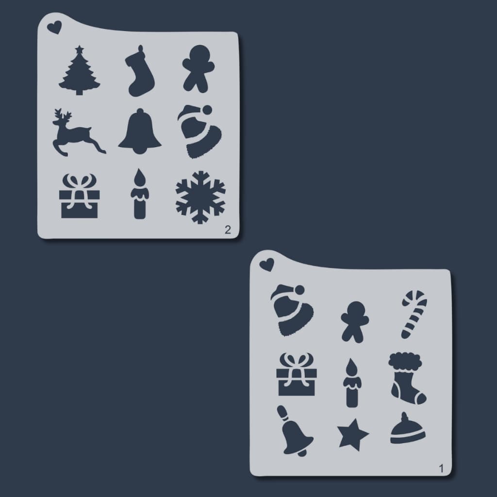 Kit 2 Stencil Natal Molde Vazado para Pintura Árvore de Natal, Bota Tecido MDF Pano Prato Artesanato