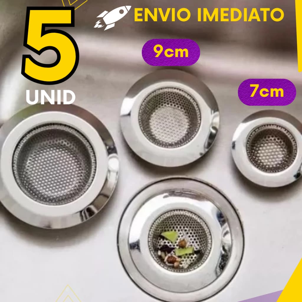 Ralo Para Pia Aço Inox C/ Borda Reforçada Não Enferruja Cozinha Ralinho Cestinha De Pia Resistente