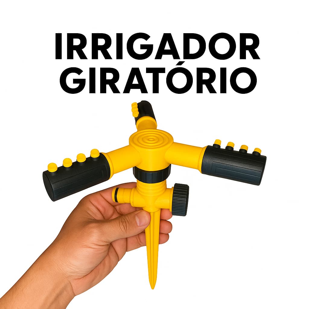 Irrigador Giratório 360° para Jardim – Aspersor de Grama e Plantas com Rotação Automática