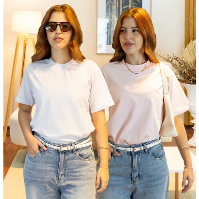 Kit 2 T-Shirt Feminina Camisa Lisa Blusinha Algodão Tendência Várias Cores Envio Imediato