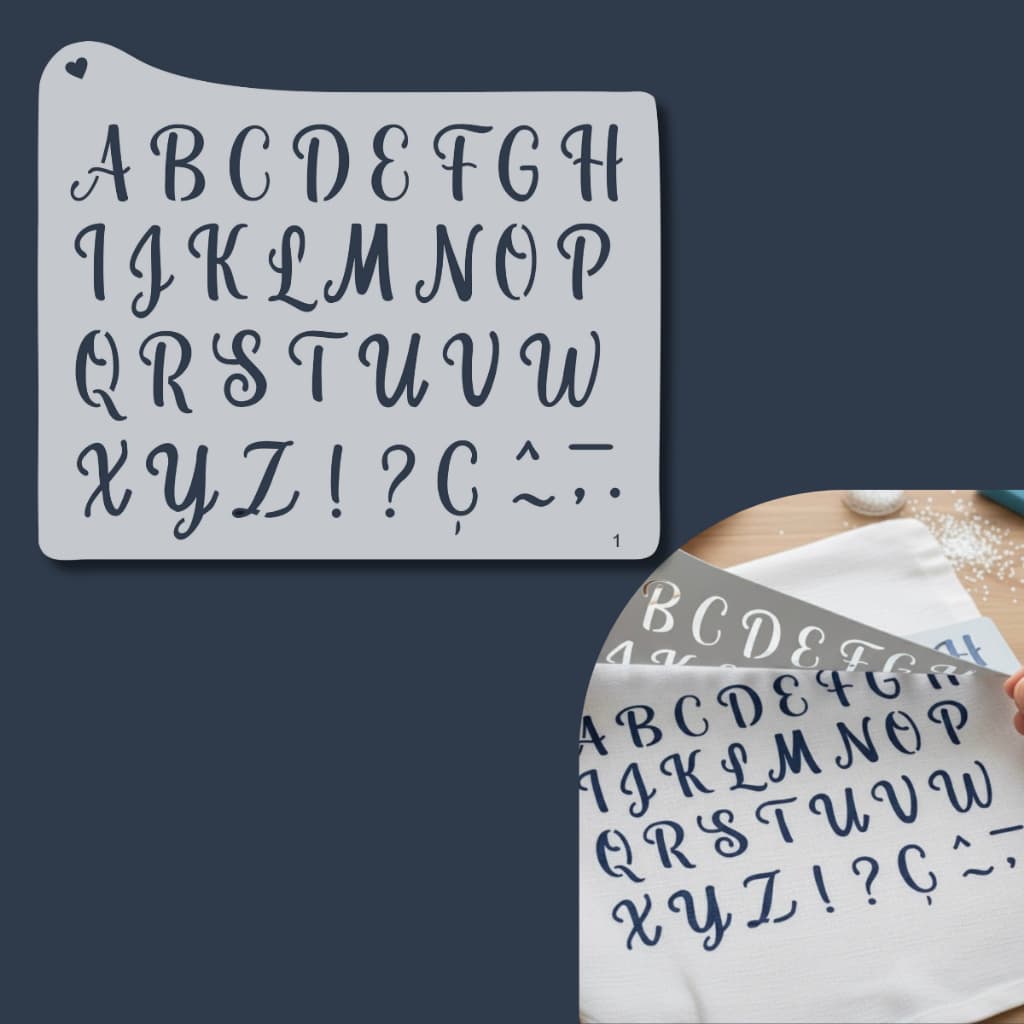 Stencil Alfabeto Abecedário Molde Letras Maiúsculas para Pintura Pano Tecido Mdf Artesanato Madeira