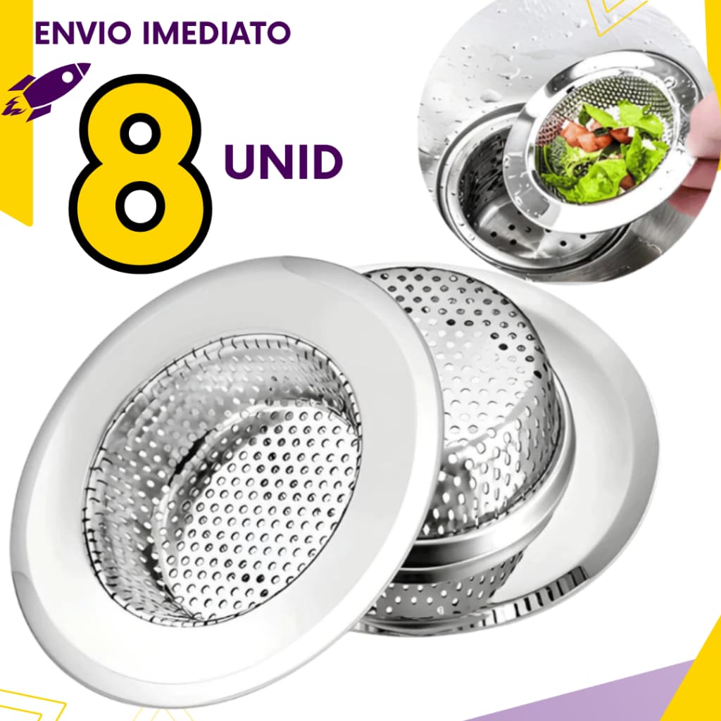 Ralo Para Pia Aço Inox C/ Borda Não Enferruja Cozinha Ralinho Cestinha De Pia Resistente Premium