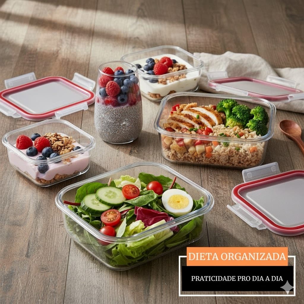 Jogo de Potes Fitness varias unidades - Herméticos Silicone Marmita Saudável | BPA Free |Dieta