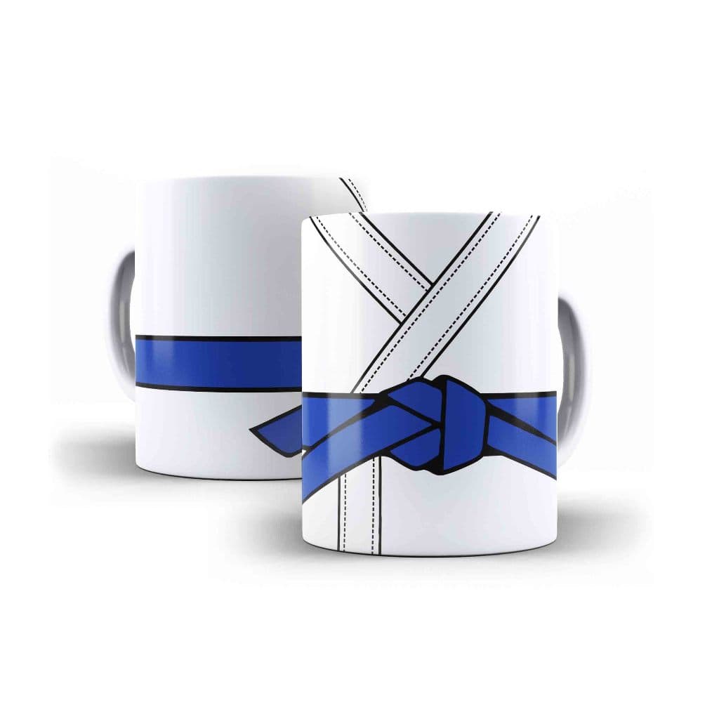 Caneca Porcelana Judo Karate Jiu Jitsu Faixa Azul Escuro