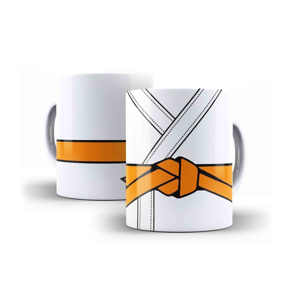 Caneca Porcelana Judo Karate Jiu Jitsu Faixa Laranja