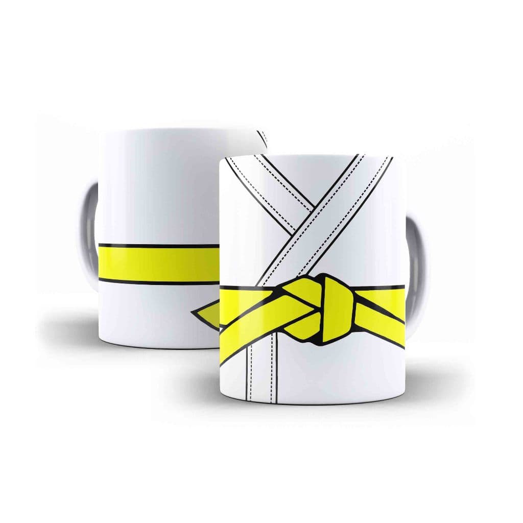 Caneca Porcelana Judo Karate Jiu Jitsu Faixa Amarela