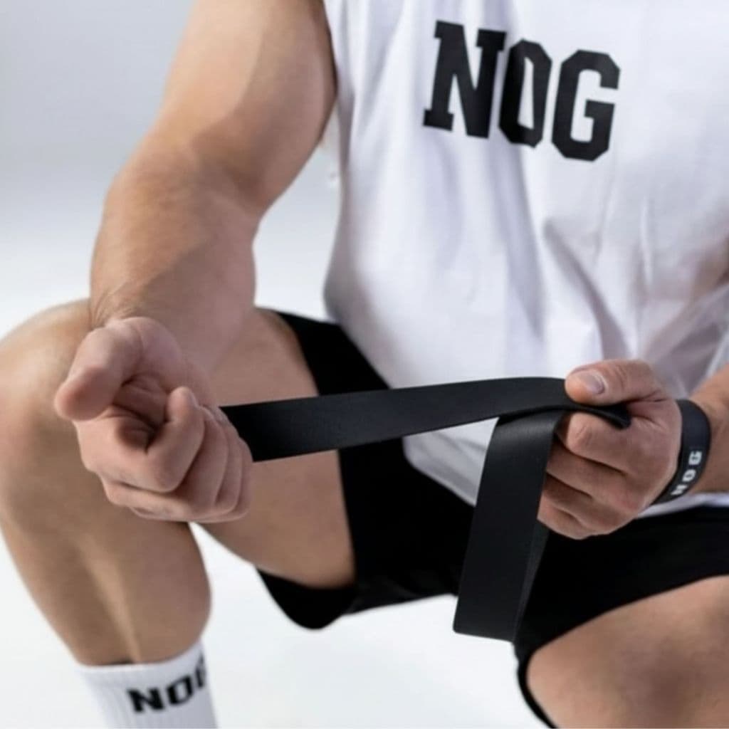 Par de Strap Fita em couro legitimo Gancho Para Treinos Musculação Crossfit 50cm