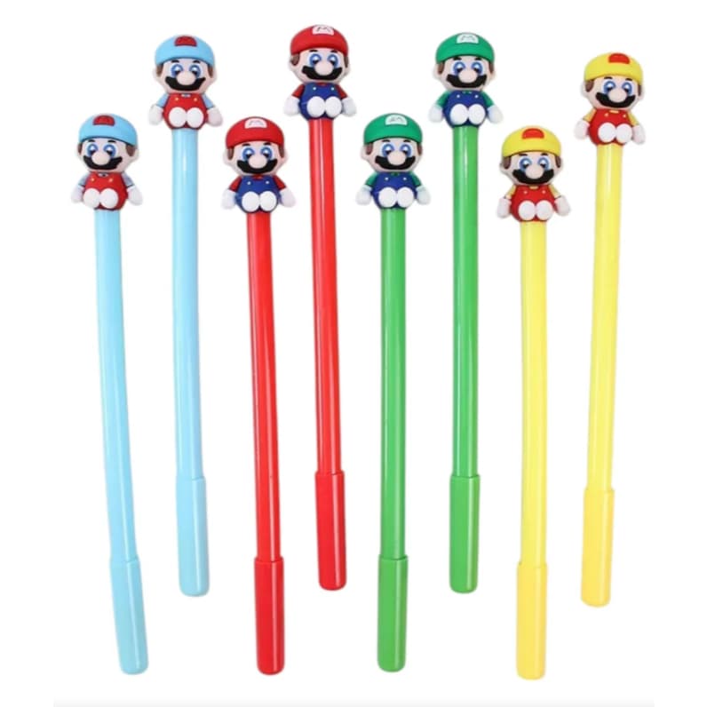 Canetas Gel Mario Bros Ponta Fina 0.5mm – Kits de 4/8/12 - Atacado Papelaria Fofa