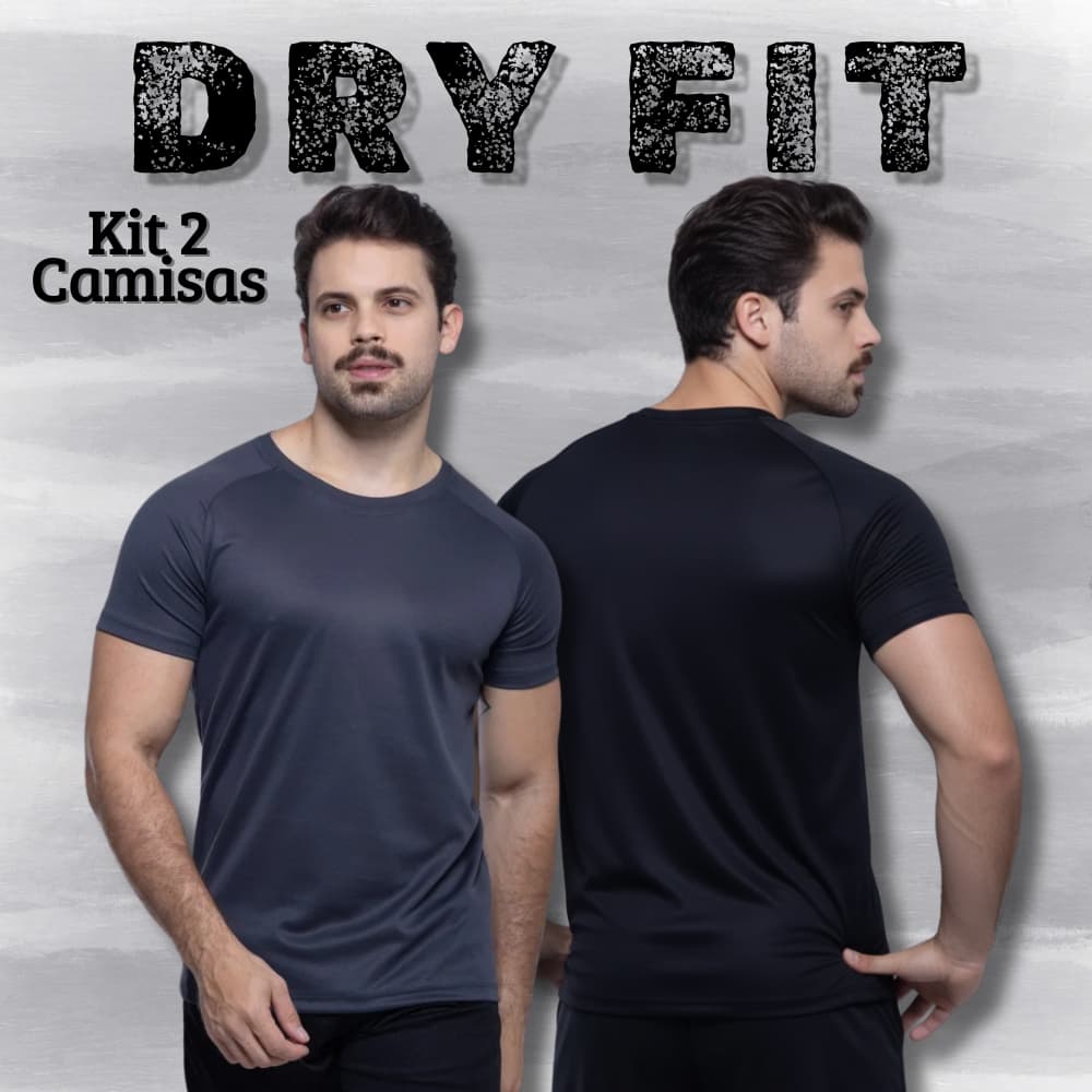 Kit 2 Camisas Lisa Dry Fit Masculina Básica Para Treino Academia Corrida Casual Confortável Leve