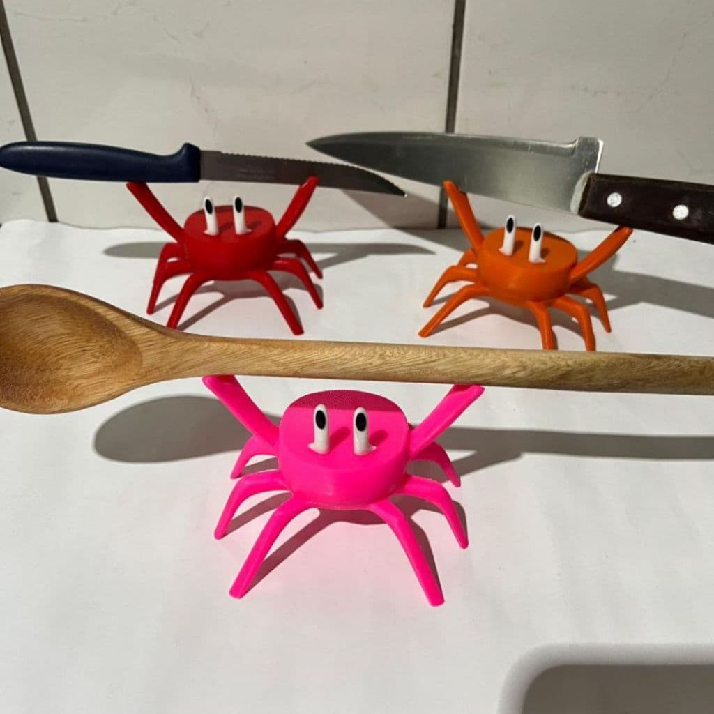 Suporte Caranguejo 3D Criativo para Cozinha | Porta Colher, Faca e Utensílios - Divertido 3D