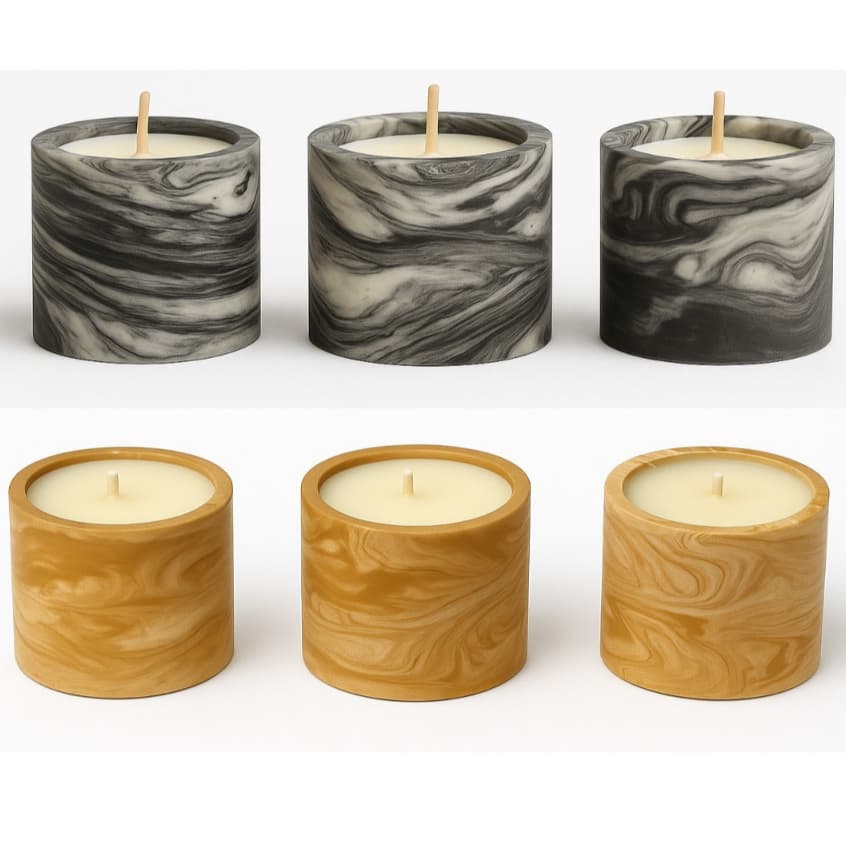 kit com 3 mini Velas Marmorizadas - Decorativas 35g - Marrom e/ou Preto