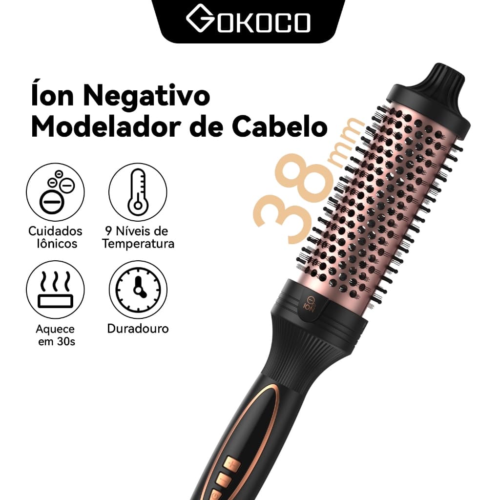 GOKOCO Modelador De Cabelo Portáti íons Negativos 9 Níveis De Temperatura Aquecimento Rápido 30s Para Cabelos Cacheado