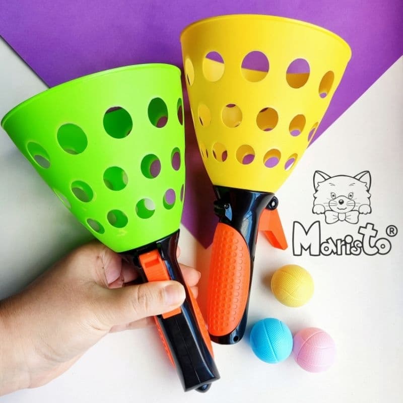 Kit 1 Par de Lança-Bolinhas Coloridos (Brinquedo de Praia, Parque, Ar Livre)