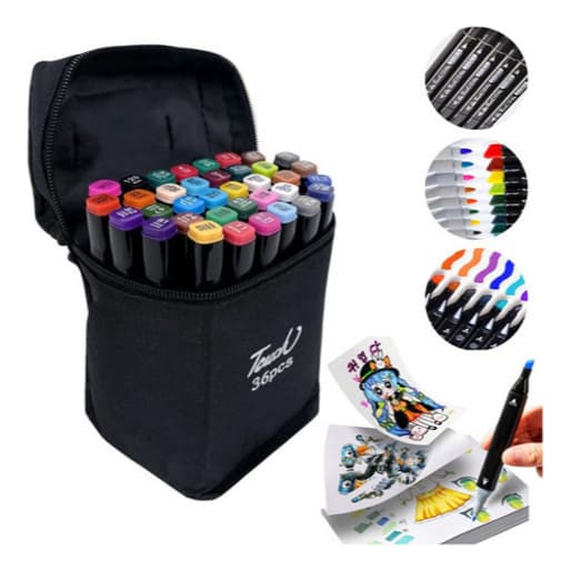 Conjunto Canetas Marcador Canetinha Ponta Dupla 36 Cores Kit