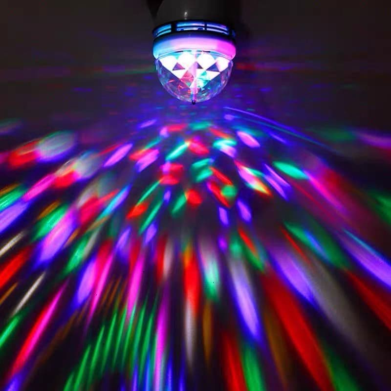 Lâmpada Led Giratória  + Soquete E27 Globo  Colorido De Luz Festa