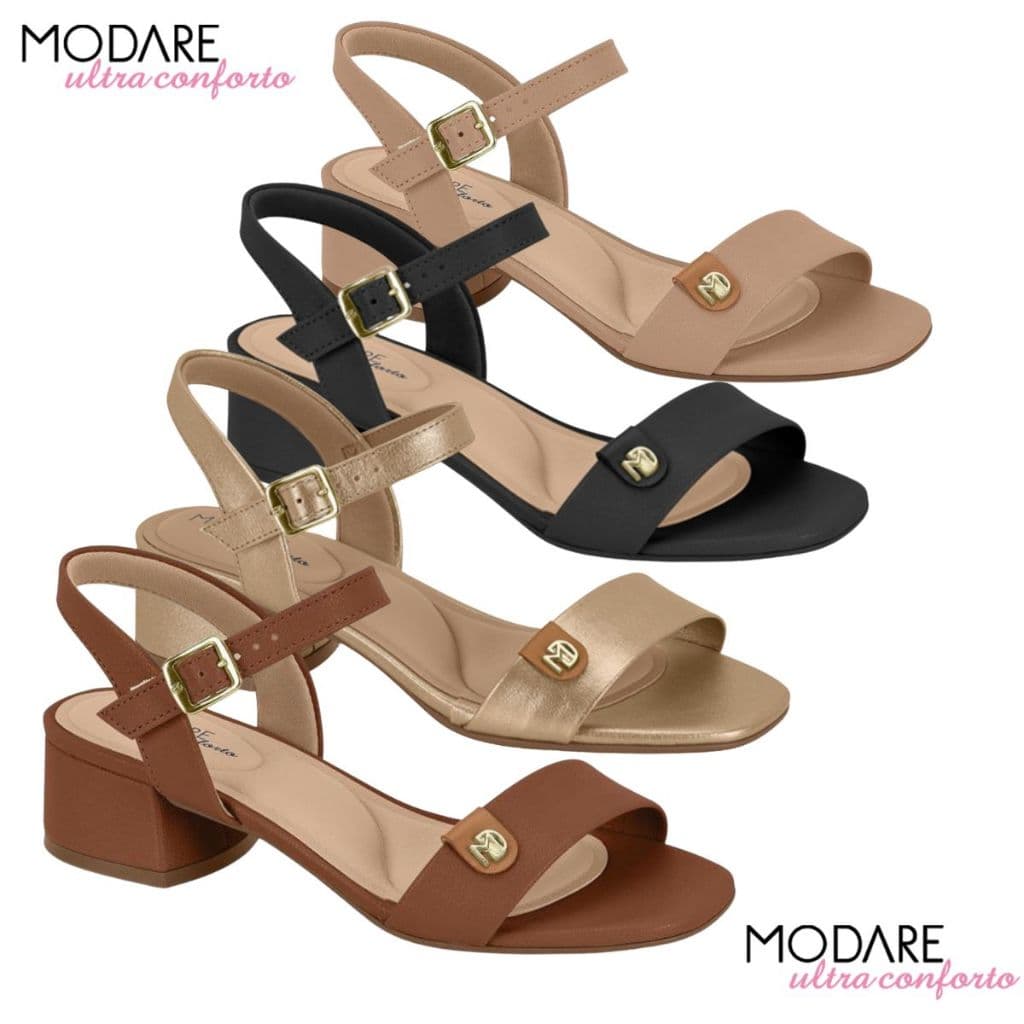 Sandalia Feminina Modare Salto Bloco Baixo Confortavel Casual Festa Ref: 7211.101