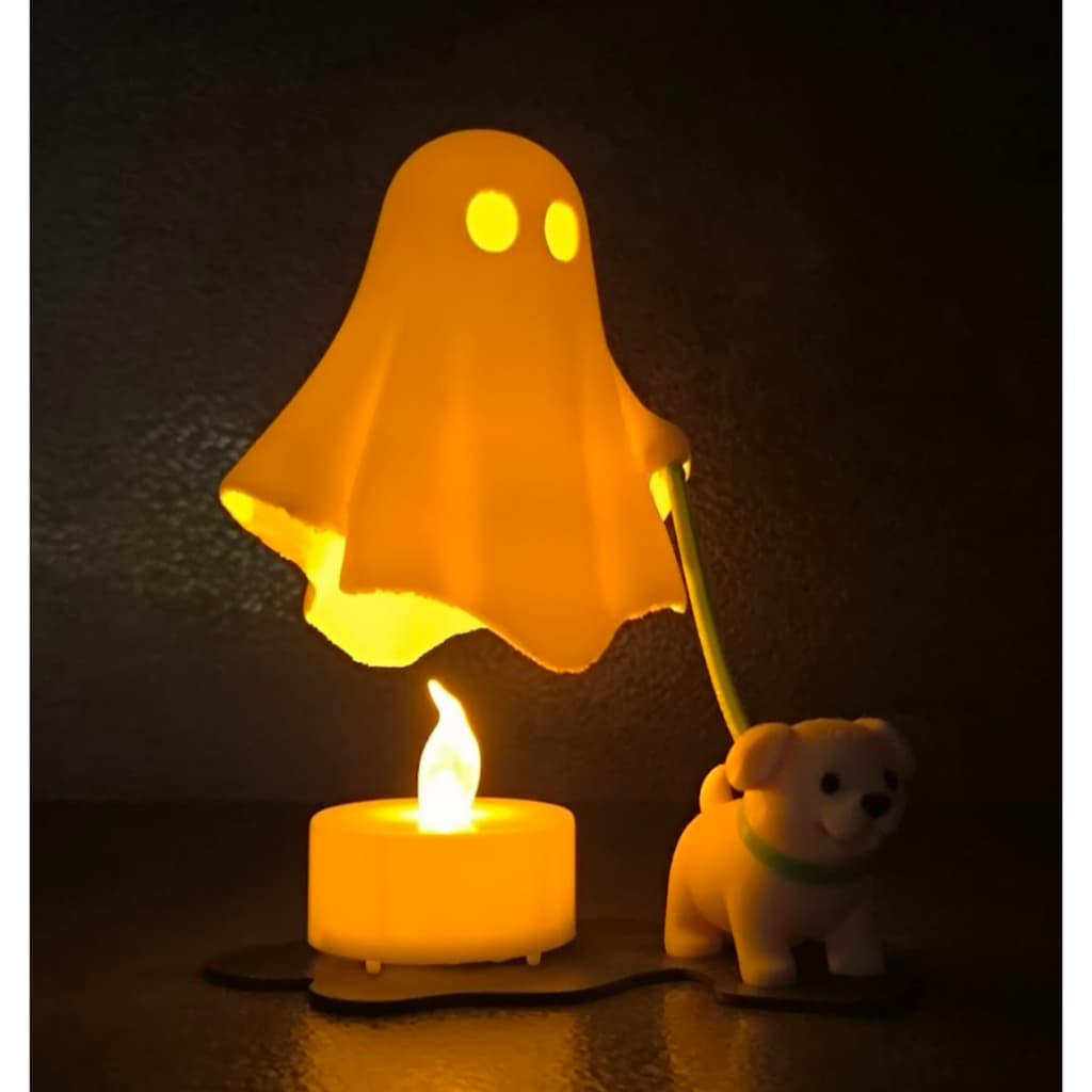 Fantasminha Passeando com Seu Cãozinho – Um Enfeite Que Encanta e Surpreende! 👻🐾 Enfeite Decoração Casa - Home Decor