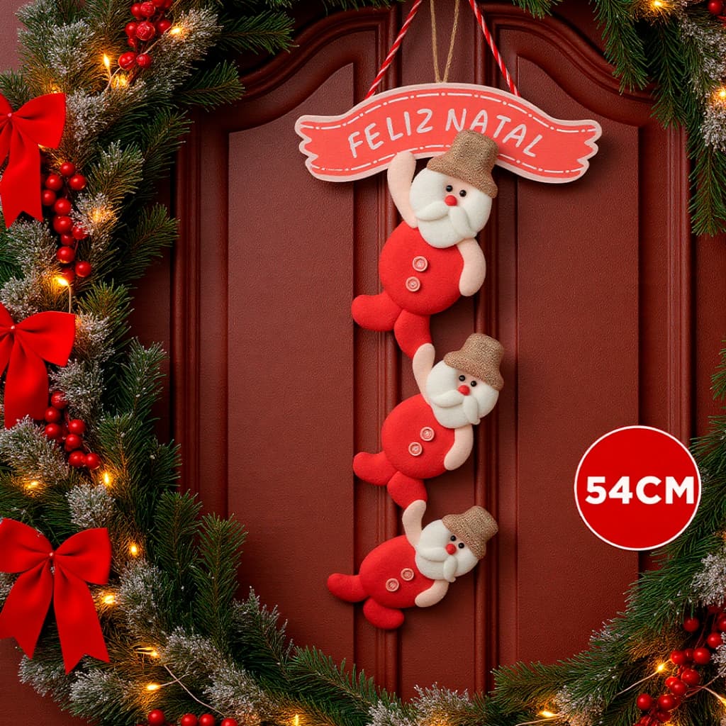 Decoração de Natal Enfeite de Porta Mesa Papai Noel Guirlanda Decoração Natalina Premium