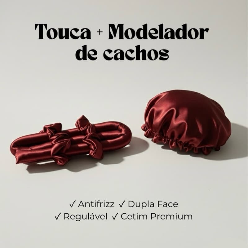 Kit Touca De Cetim Dupla Face + Modelador de Cachos Premium 2 Xuxinhas