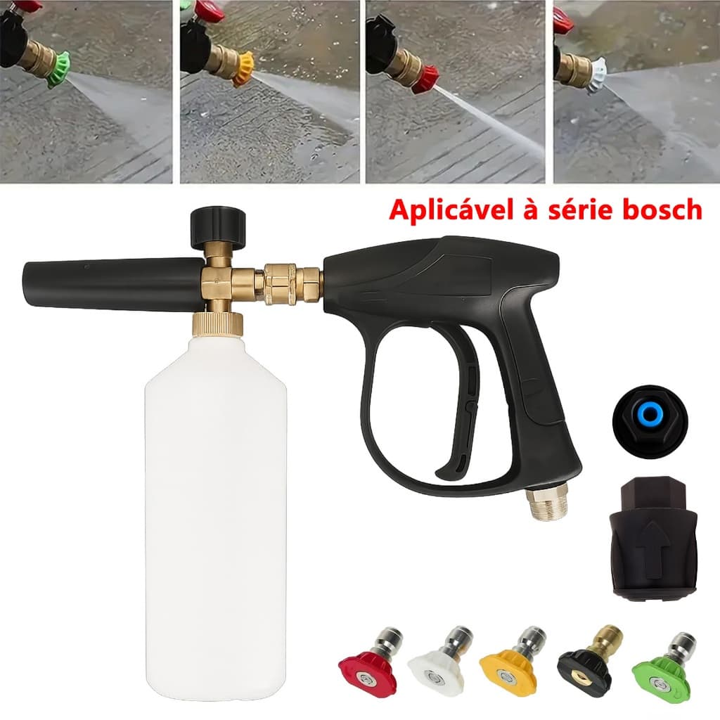 Kit Universal para Lavadora de Alta Pressão Bosch– Pote de Espuma PA com Plugue Rápido 1/4" e Pistola Doméstica