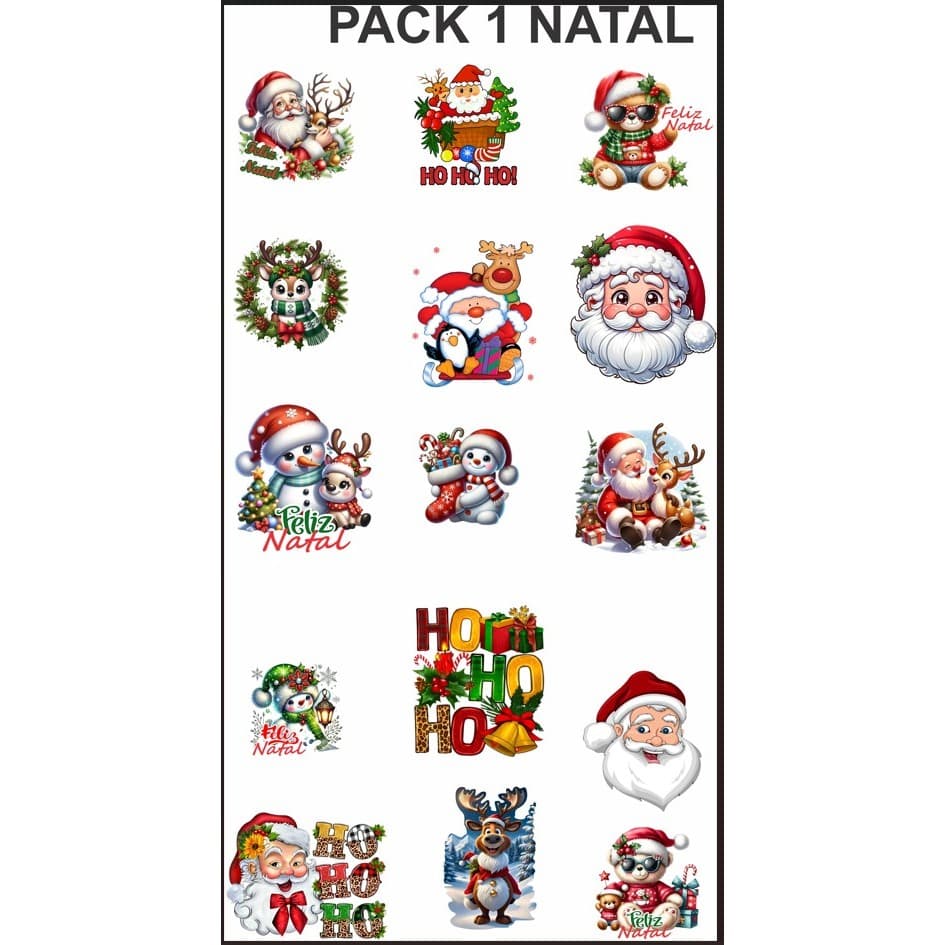 Packs de natal em DTF de alta Definição tamanho 57cmx100cm figuras de natal aleatória 18cm largura